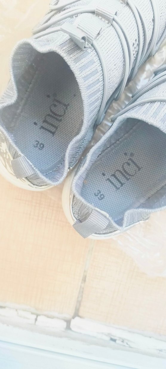 İnci Gri simli Kadın Spor Ayakkabı Topuklu - Görsel 4