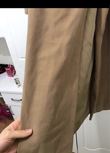 Camel uzun kuşaklı şapkalı manto bornoz model kaban - Görsel 5