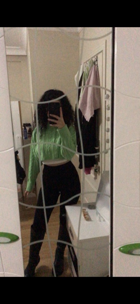 Yeşil Transparan Balıkçı Yaka Kadın Triko - Görsel 2