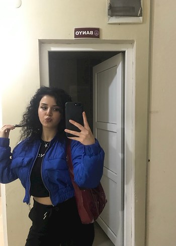 Mavi Denim Puff Kol Kısa Ceket - Görsel 2