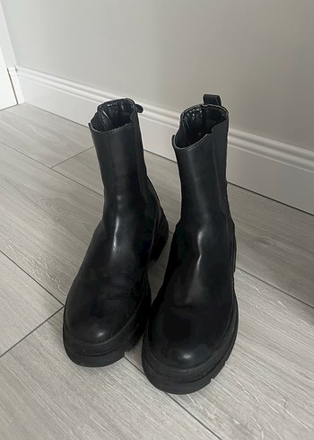 Siyah Platform Topuklu Gotik Kadın Bot - Görsel 2