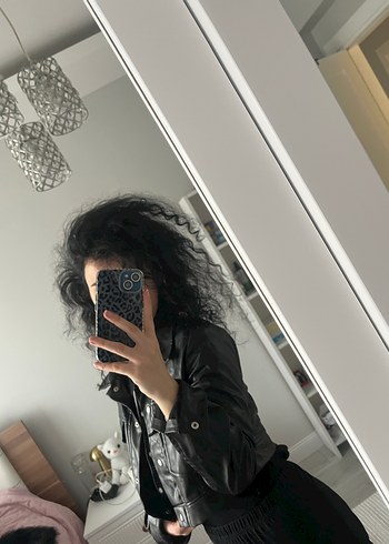 Düğmeli Siyah Deri Kadın Ceket - Görsel 4