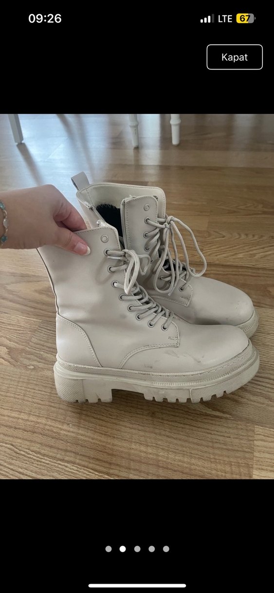 Bej Kadın Deri Kalın Tabanlı Bot - Görsel 2