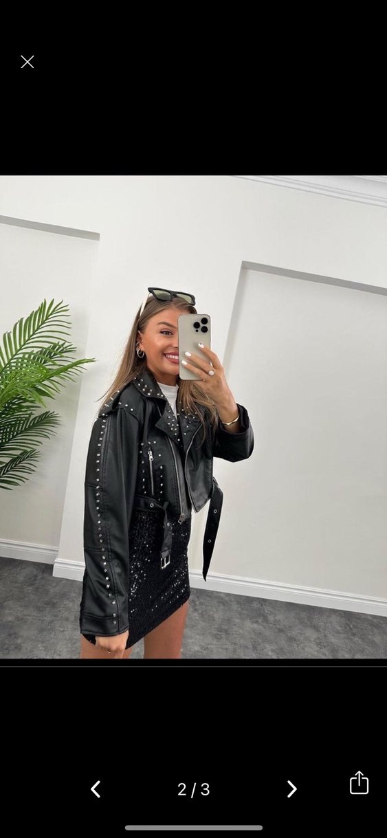 Zımbalı Deri ceket - Görsel 2