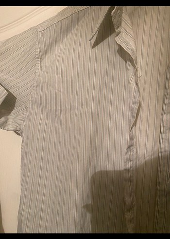 Gri Kısa Kollu Keten Erkek Gömlek - Görsel 2