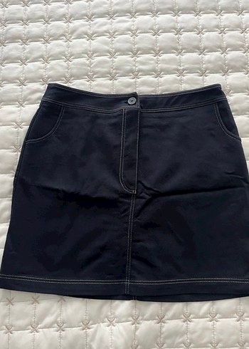 Düğmeli Denim Mini Etek