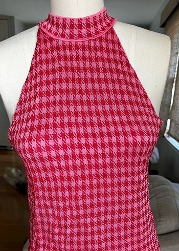 Kırmızı Zara Halter Yaka Bluz - Görsel 3