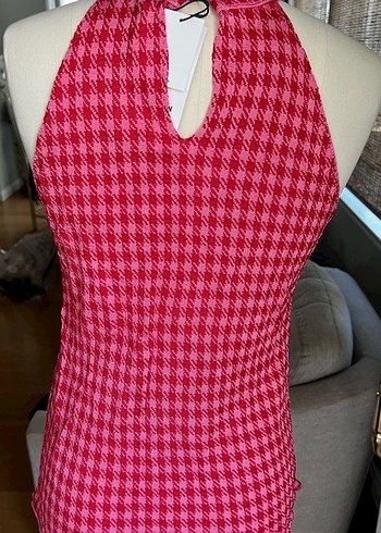 Kırmızı Zara Halter Yaka Bluz - Görsel 2