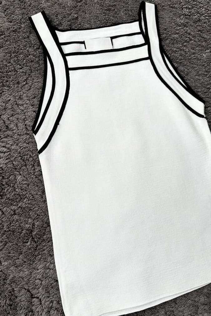 Beyaz Siyah Detaylı Atlet - Görsel 2