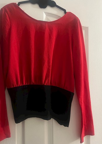 Kırmızı Uzun Kollu Fitted Bluz - Görsel 2