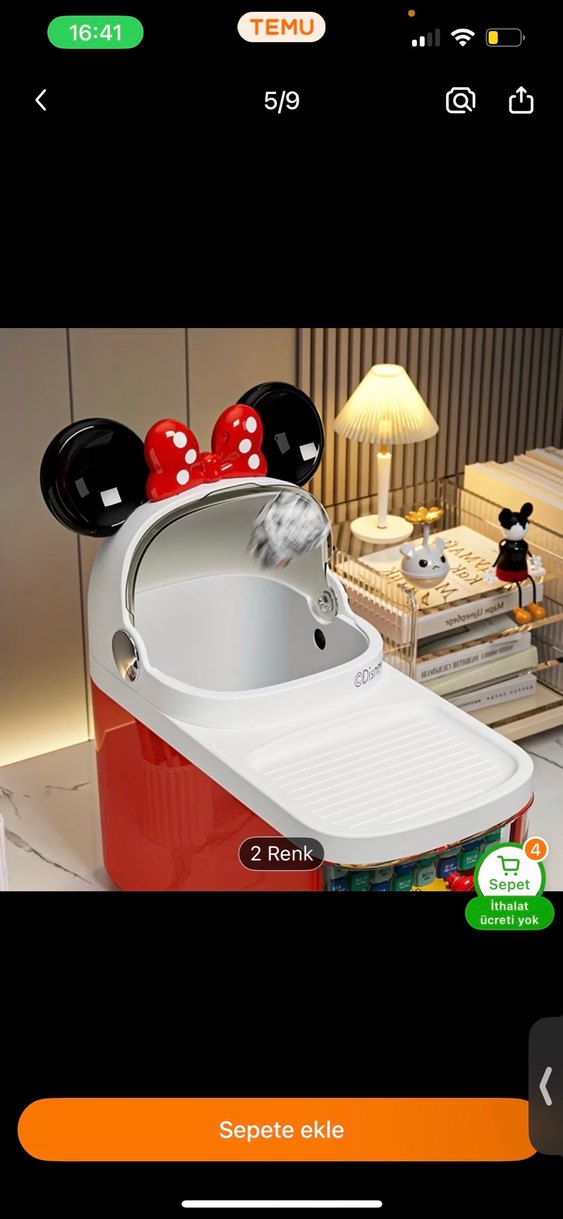 Kırmızı Renkli Minnie Fare Makyaj Organizeri - Görsel 3