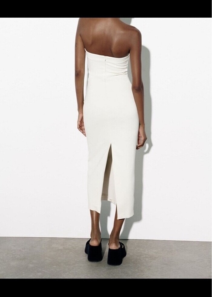 Zara Straplez Beyaz Nikah Nişan Söz Elbisesi - Görsel 5