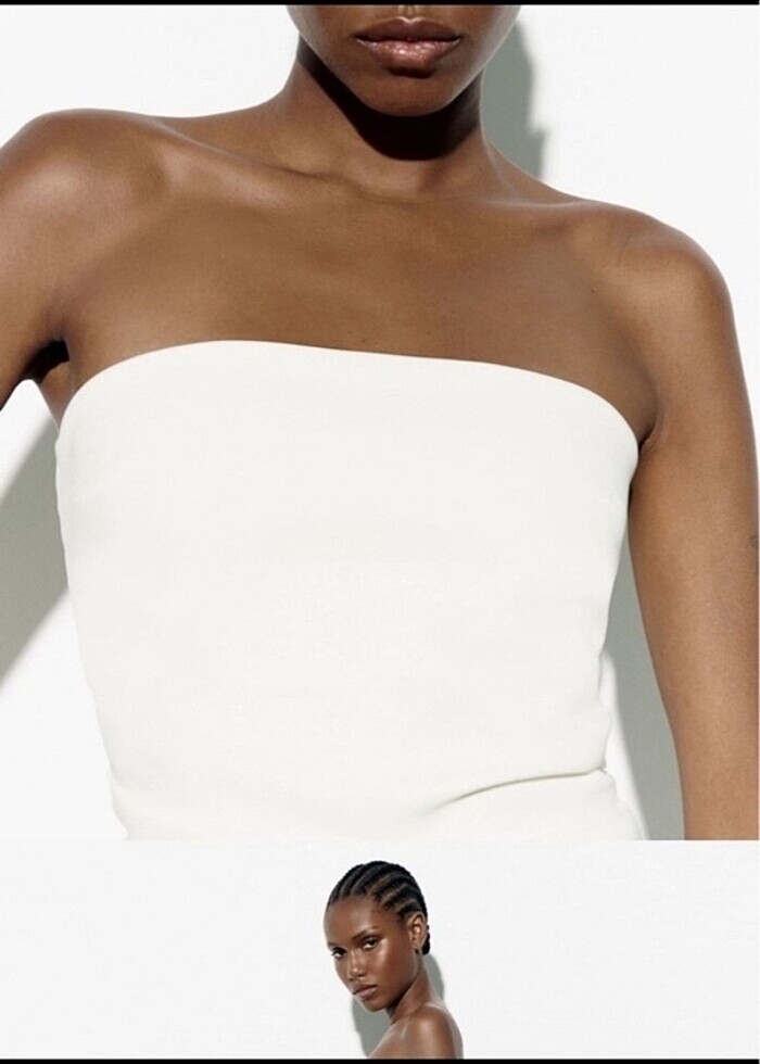 Zara Straplez Beyaz Nikah Nişan Söz Elbisesi - Görsel 4