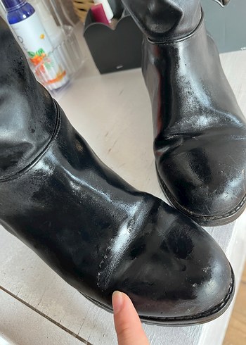 Diğer Kadın Siyah Deri Dizüstü Stiletto Bot
