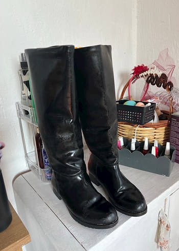 38 Beden siyah Renk Kadın Siyah Deri Dizüstü Stiletto Bot