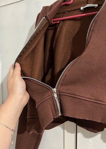 Diğer Kahverengi Kapüşonlu Fermuarlı Sweatshirt