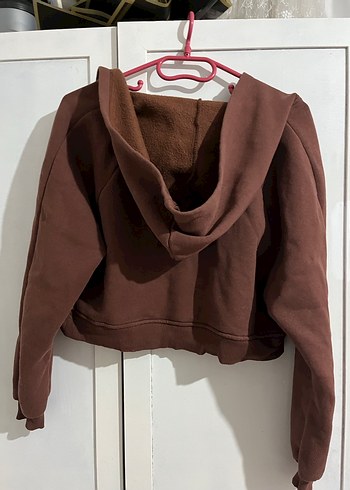 m Beden kahverengi Renk Kahverengi Kapüşonlu Fermuarlı Sweatshirt