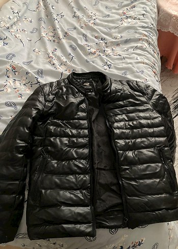 Siyah Deri Kadın Kışlık Mont - Görsel 3