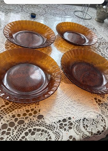 Parlak kahverengi 4 adet yemek tabağı - Görsel 9