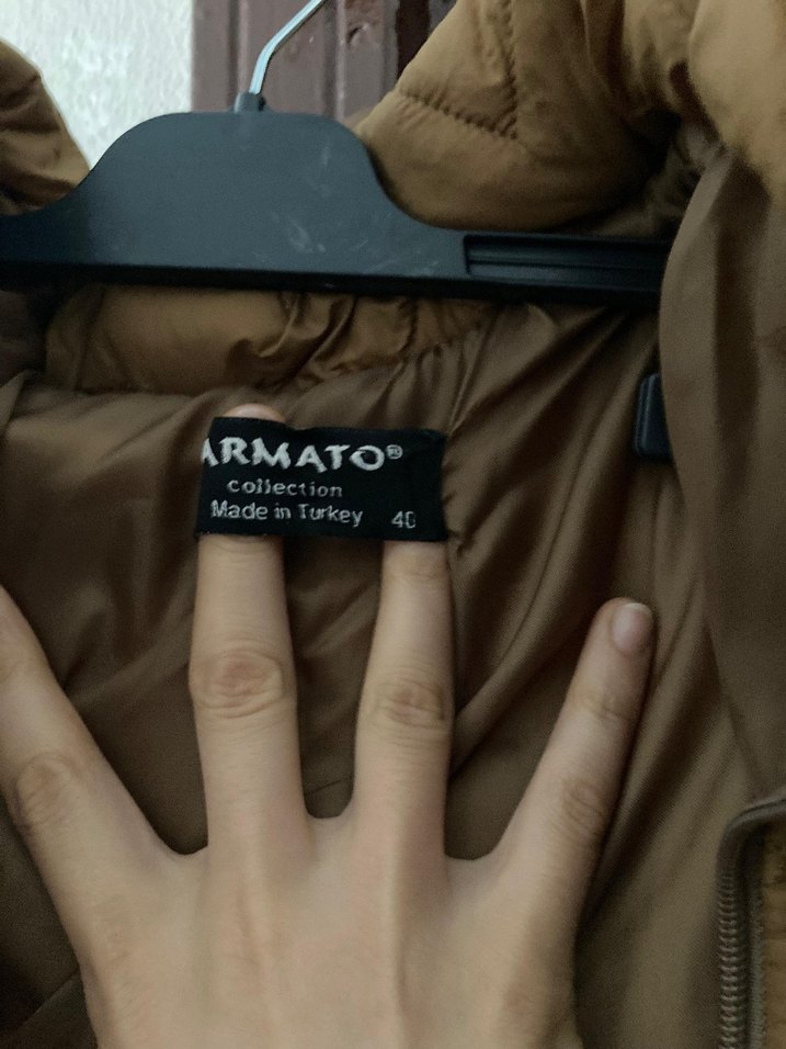 Kemerli Bej Kadın Uzun Kışlık Mont - Görsel 5