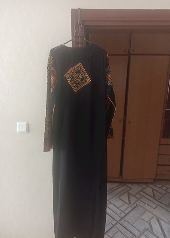 Bohem V Yaka Uzun Kollu Desenli Elbise - Görsel 4