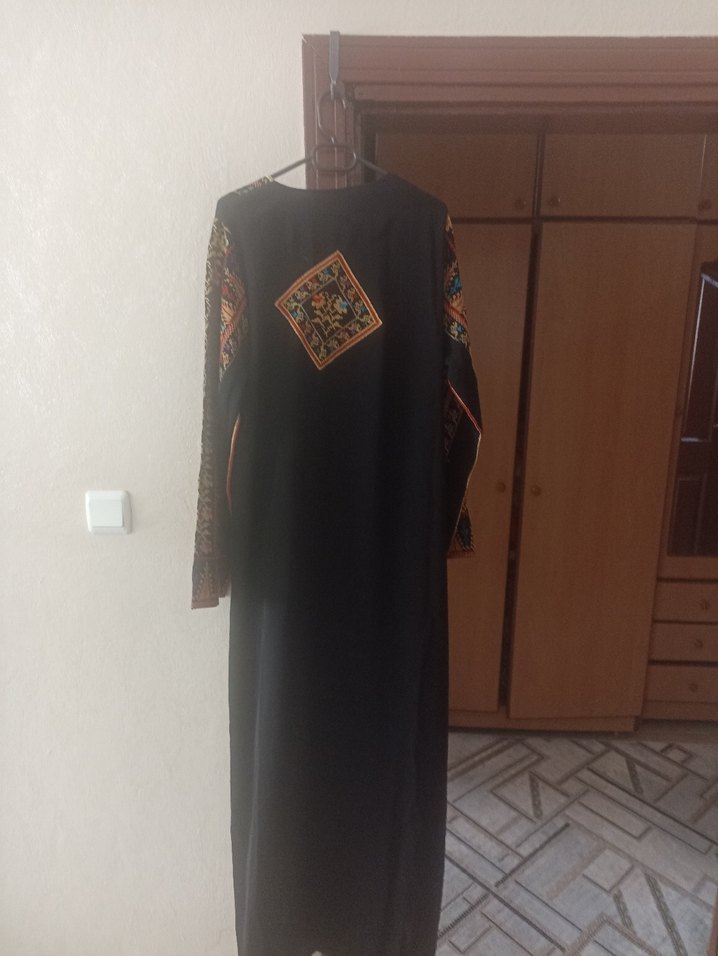 Bohem V Yaka Uzun Kollu Desenli Elbise - Görsel 4