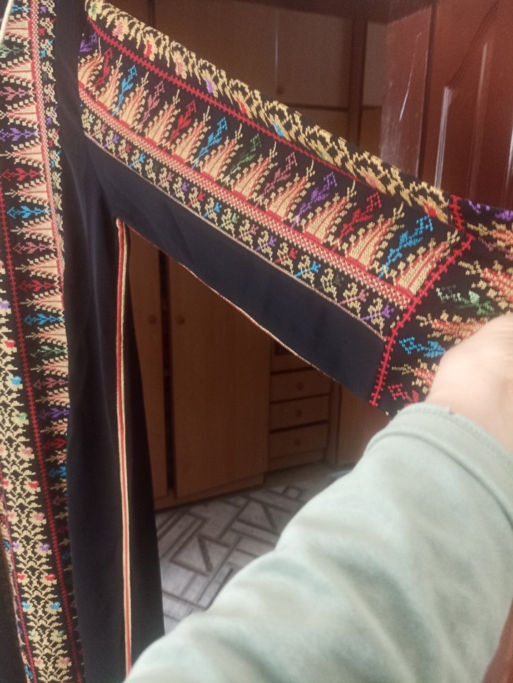 Bohem V Yaka Uzun Kollu Desenli Elbise - Görsel 3