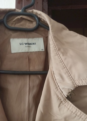 40 Beden ten rengi Renk Bej Düğmeli Midi Trench Coat