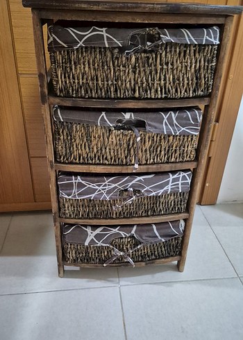 Hasır Sepetli cekmecelı Dolap rattan - Görsel 4