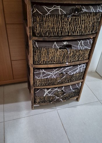 Hasır Sepetli cekmecelı Dolap rattan - Görsel 2