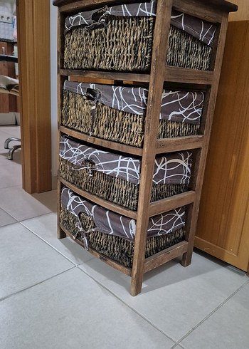 Hasır Sepetli cekmecelı Dolap rattan - Görsel 5