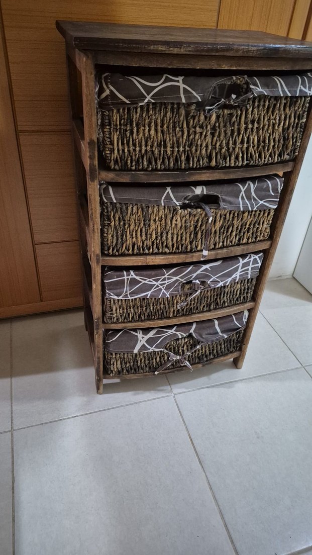 Hasır Sepetli cekmecelı Dolap rattan - Görsel 2