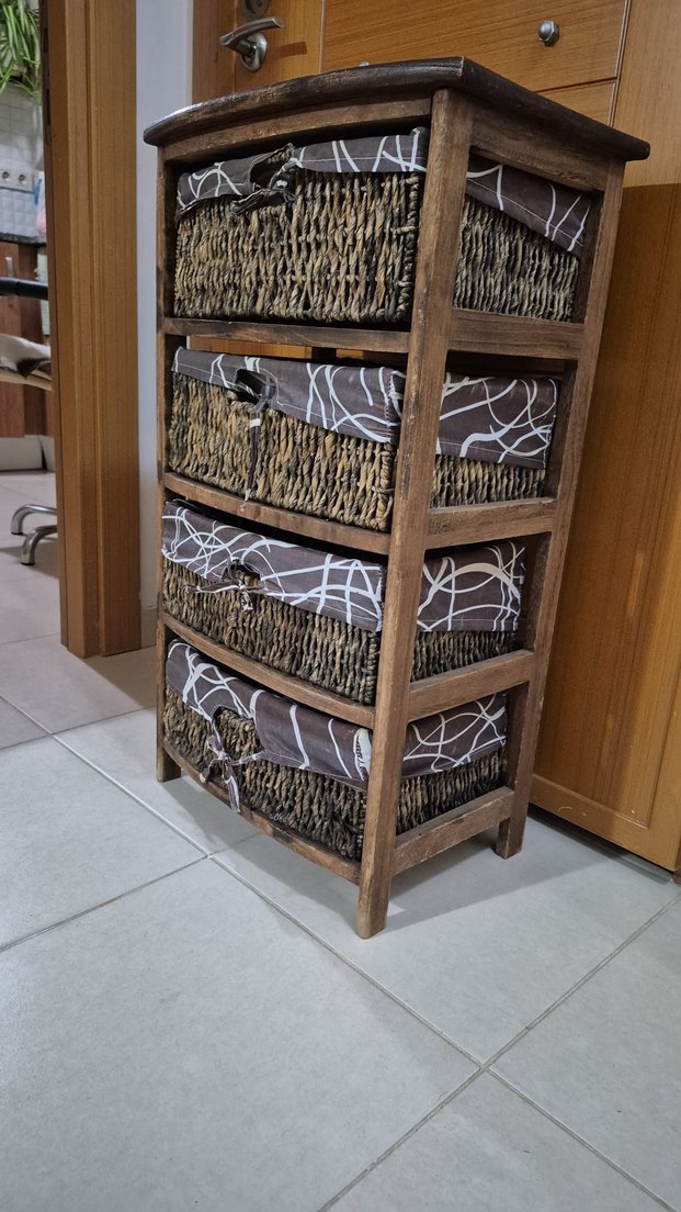 Hasır Sepetli cekmecelı Dolap rattan - Görsel 5