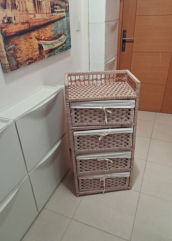 rattan hasır Çekmeceli Dolap - Görsel 2