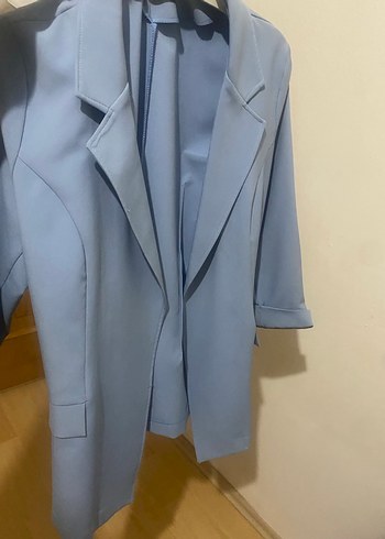 Diğer Mavi Kadın Denim Blazer, Normal Boy, Uzun Kollu