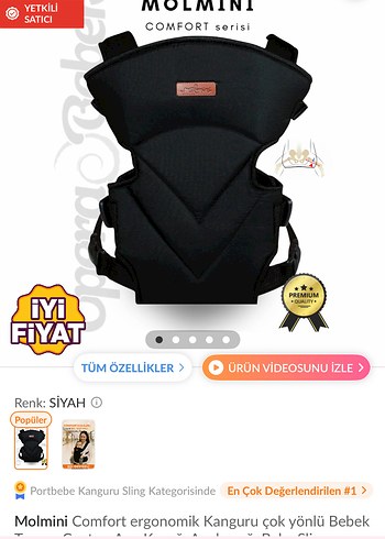 Molmini Siyah Bebek kanguru - Görsel 3