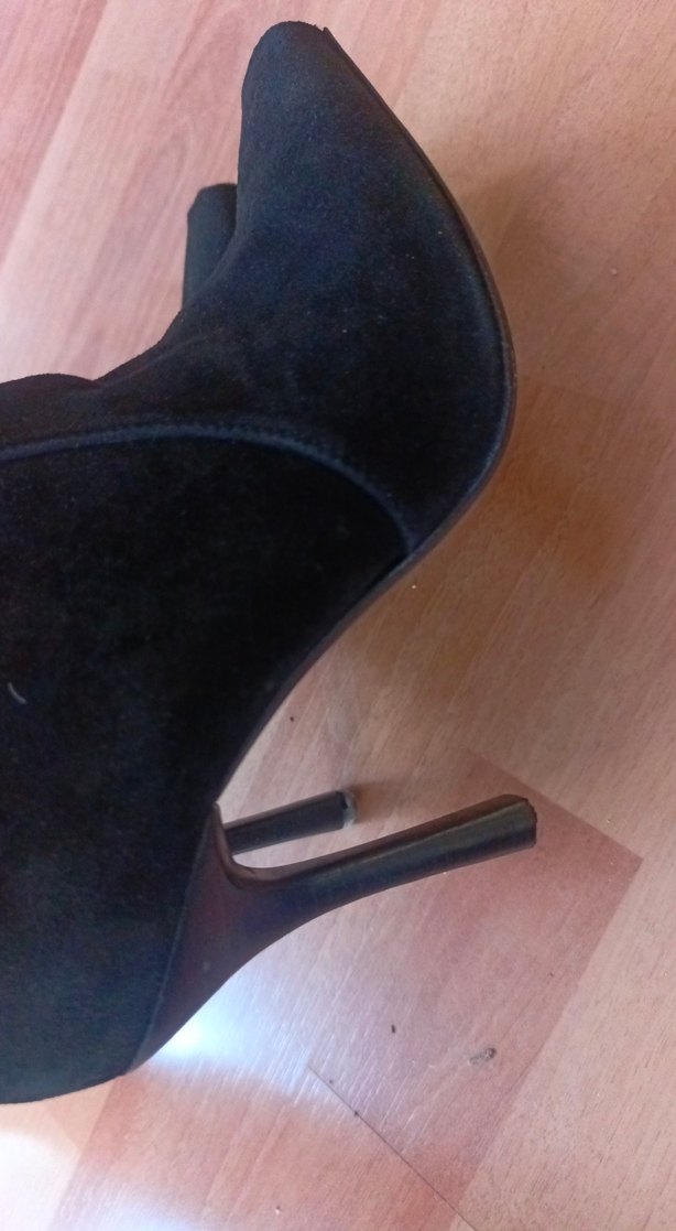 Siyah Süet İnce Topuklu Kadın Bot - Görsel 4