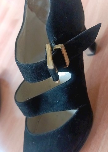 Siyah Süet Kadın Klasik Topuklu Ayakkabı - Görsel 7