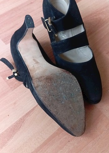 Siyah Süet Kadın Klasik Topuklu Ayakkabı - Görsel 4