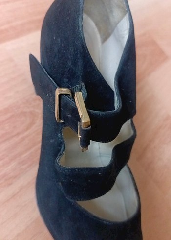 Siyah Süet Kadın Klasik Topuklu Ayakkabı - Görsel 3