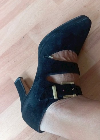 Siyah Süet Kadın Klasik Topuklu Ayakkabı - Görsel 9