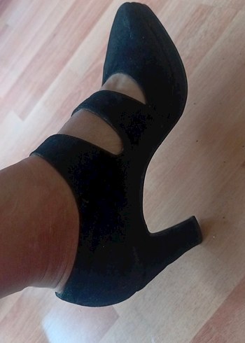 Siyah Süet Kadın Klasik Topuklu Ayakkabı - Görsel 8