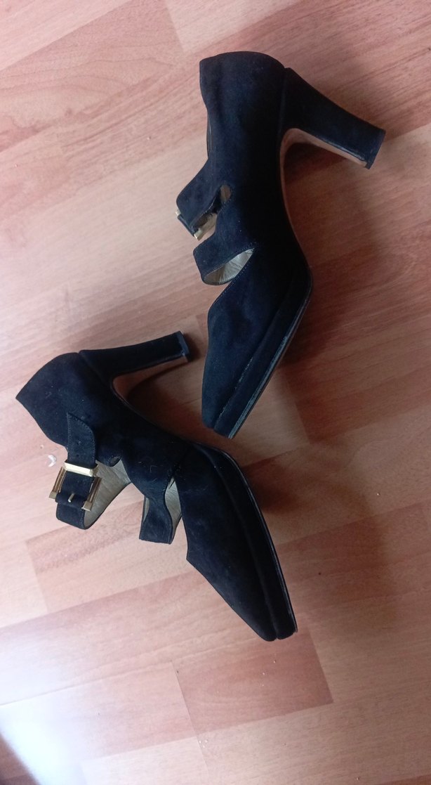 Siyah Süet Kadın Klasik Topuklu Ayakkabı - Görsel 2