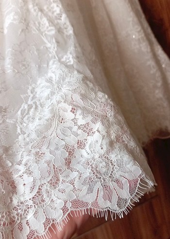 Dantel Detaylı Straplez orta Mini Vintage Gelinlik - Görsel 3