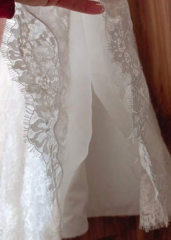 Dantel Detaylı Straplez orta Mini Vintage Gelinlik - Görsel 4