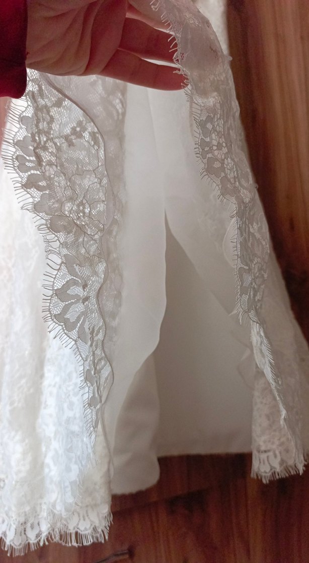 Dantel Detaylı Straplez orta Mini Vintage Gelinlik - Görsel 4