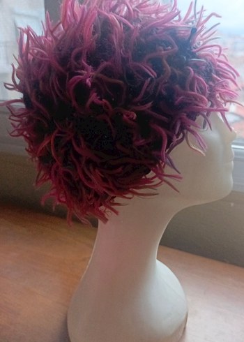 Fütüristik Pembe Örgü Kadın Bere - Görsel 2