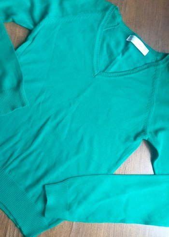 Yeşil V Yaka Kadın Süveter - Görsel 3