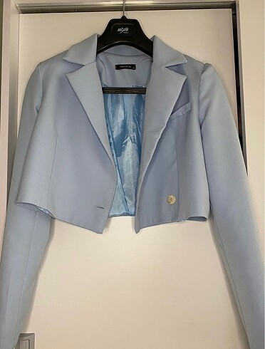 Trendyol milla mavi crop blazer ceket
