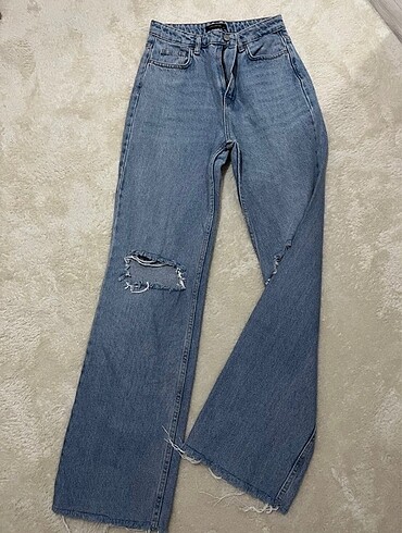 Trendyol&milla mavi yüksek bel wide leg jean